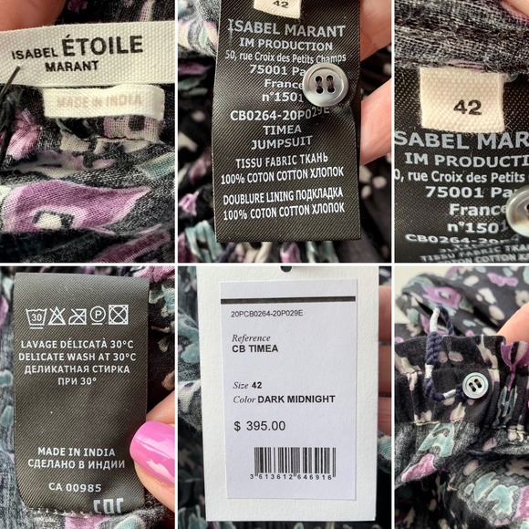 Etoile Isabel Marant Timea Floral-Print Strapless Jumpsuit Size 10 - Picture 12 of 12